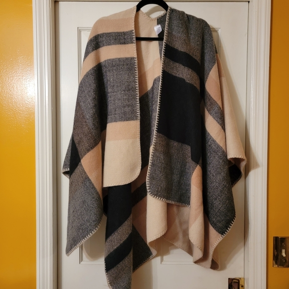 west loop Jackets & Blazers - WEST LOOP Plaid Poncho - One Size